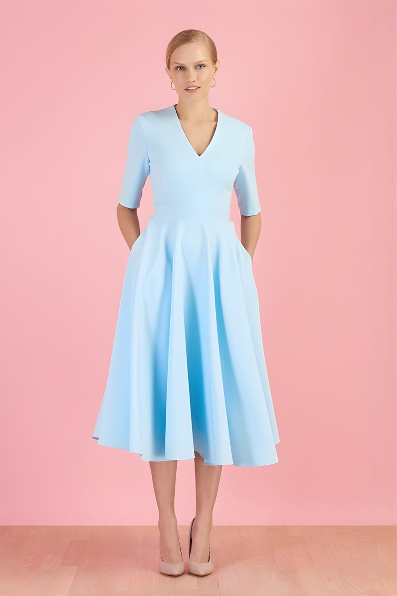 Myla Midi Dress - Pale Blue
