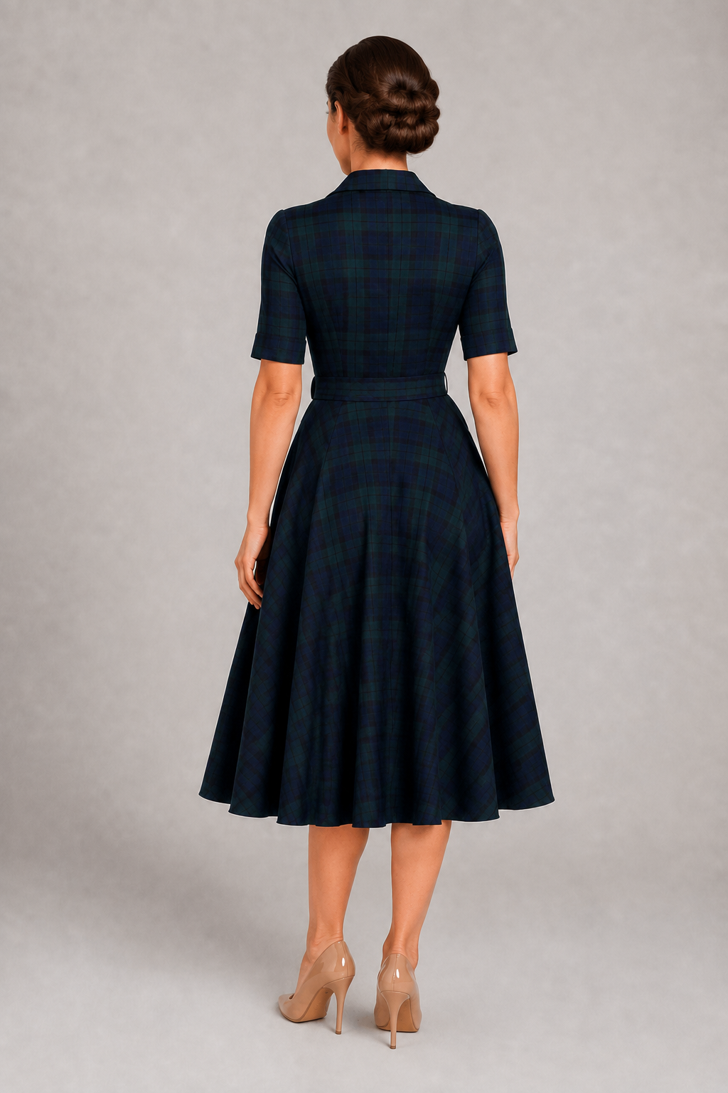Natalie Black Watch Tartan Shirt Swing Dress