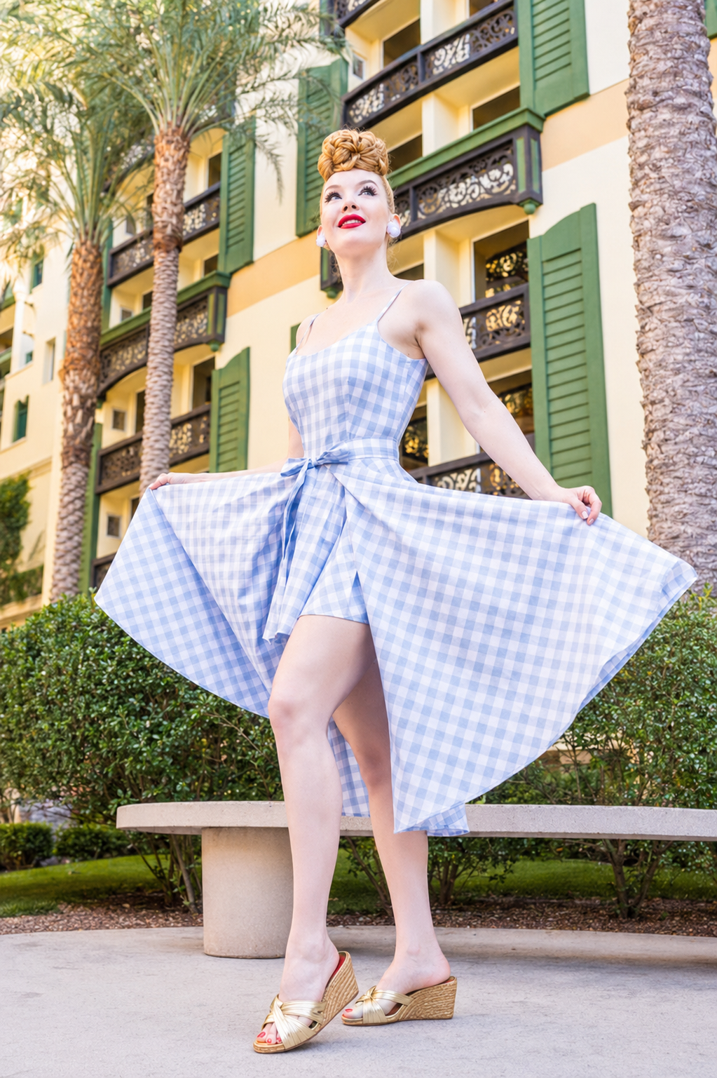 1950s Gingham Cotton Over Skirt