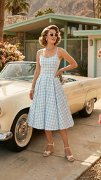 Priscilla Large Gingham Cotton Midi Dress