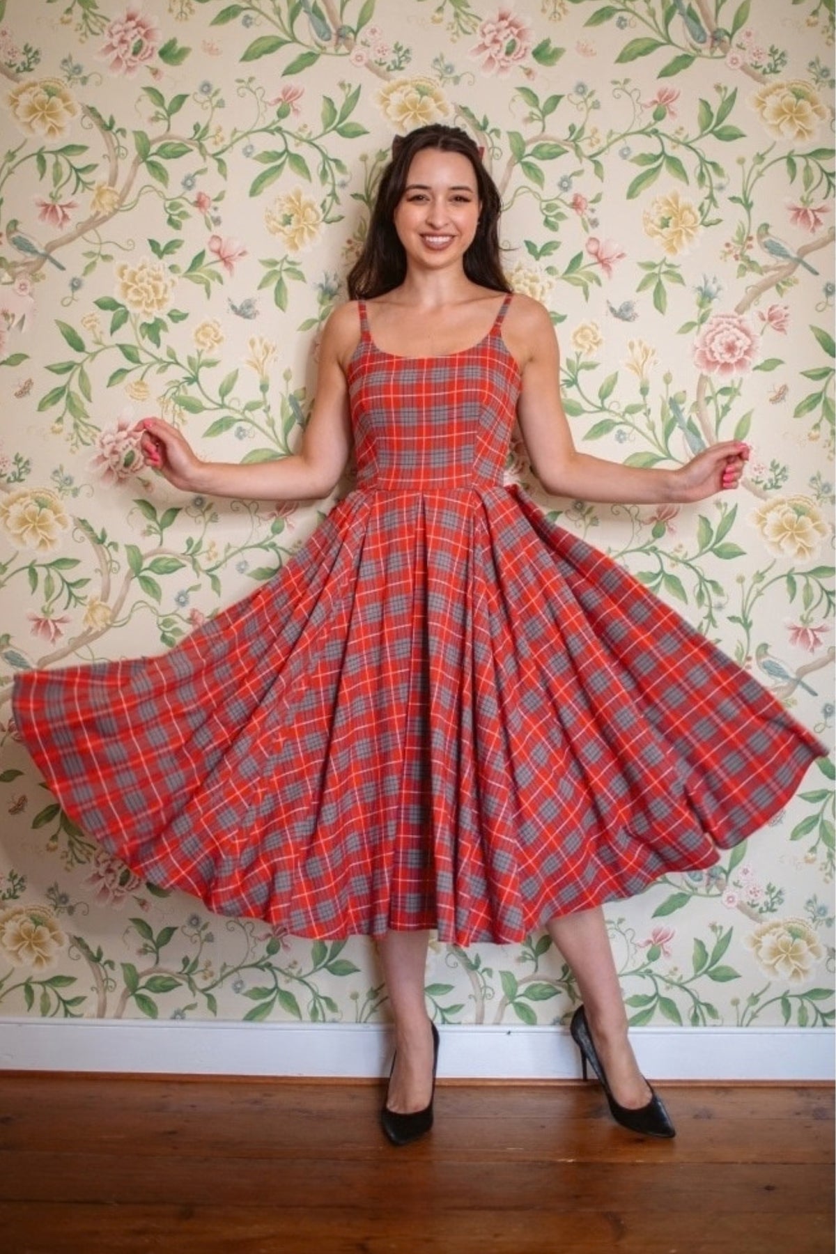 Priscilla Tartan Midi Dress