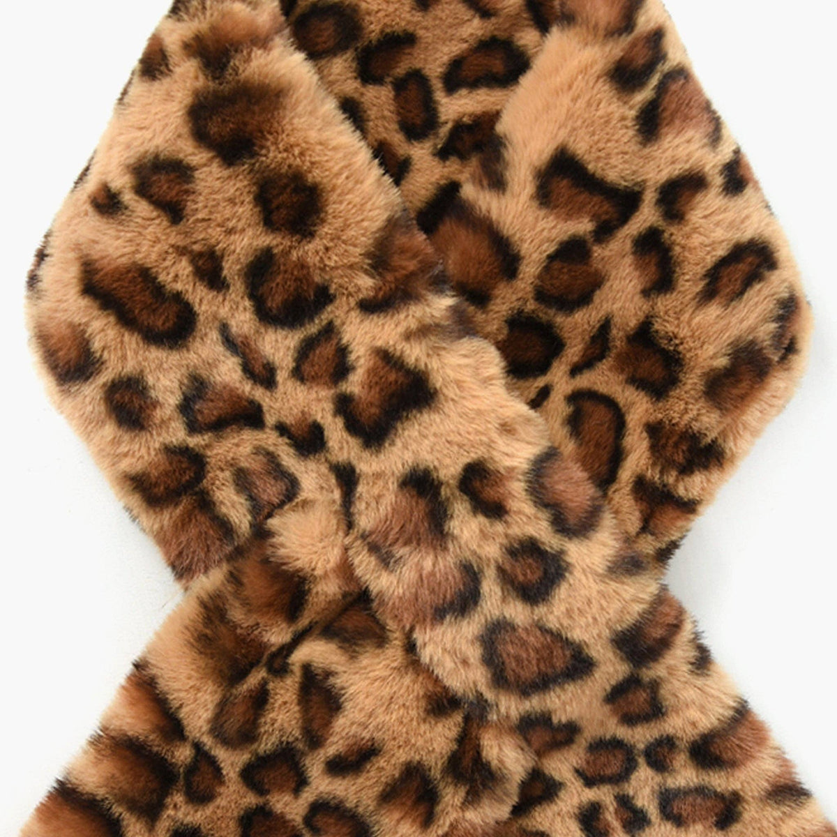 Maple Brown Leopard Print Faux Fur Tippet