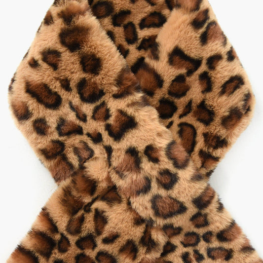 Maple Brown Leopard Print Faux Fur Tippet