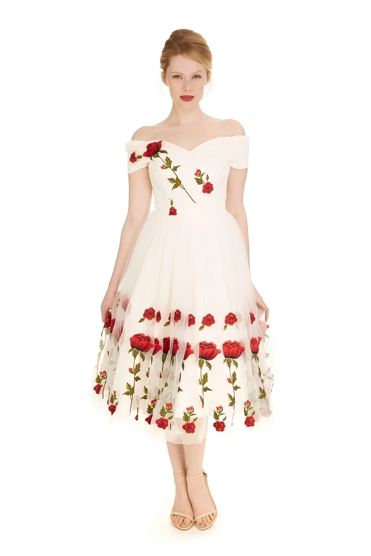 Fatale Embroidered Rose Prom Dress